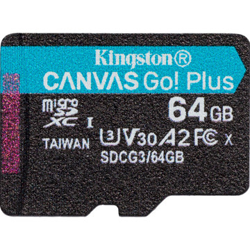 Карта пам'яті  Kingston 64 GB microSDXC class 10 UHS-I U3 Canvas Go! Plus (SDCG3/64GBSP)