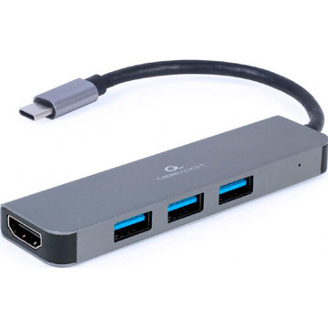 USB Хаб Cablexpert 3хUSB3.1 метал Grey (A-CM-COMBO2-01)