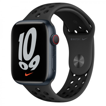 Смарт-годинник Apple Watch Nike Series 7 LTE 45mm Midnight Aluminum Case w. Anthracite/Black Nike S. Band (MKJL3+MKL53)