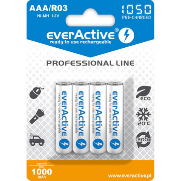 Аккумулятор everActive AAA 1050mAh NiMh 4шт Professional Line EVHRL03-1050