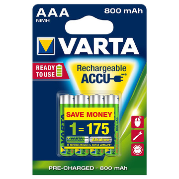 Аккумулятор Varta AAA 800mAh NiMh 4шт LONGLIFE ACCU (56703101404)