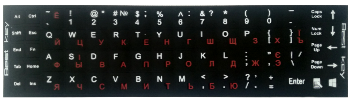 Аксесуар для ноутбука Наклейки на клавіатуру непрозорі Black (68 клавіш)