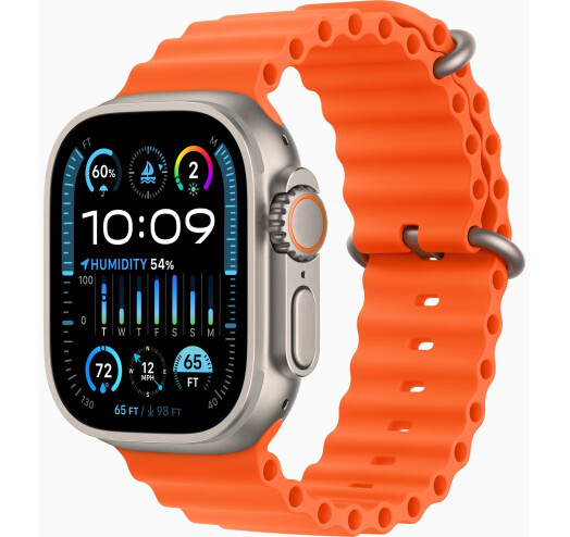 Смарт-годинник Apple Watch Ultra 2 GPS+Cellular 49mm Titanium Case with Orange Ocean Band (MREH3)