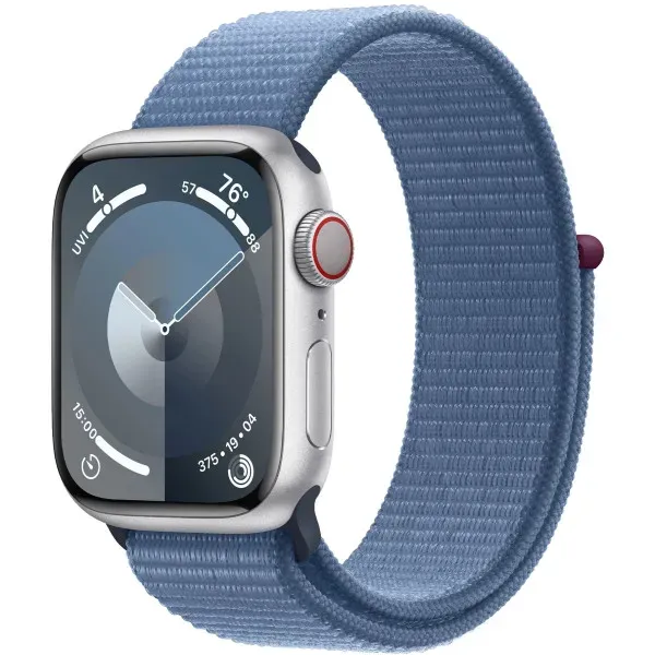 Смарт-часы Apple Watch Series 9 GPS + Cellular 41mm Silver Alu. Case w. Winter Blue Sport Loop (MRHX3)