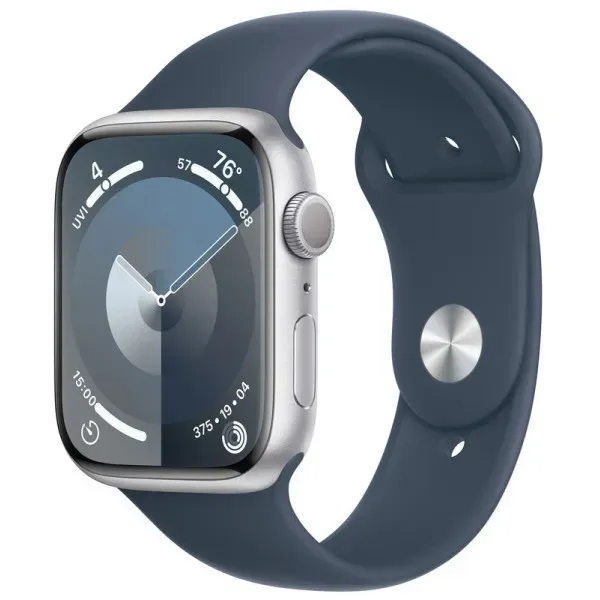 Смарт-часы Apple Watch Series 9 GPS + Cellular 41mm Silver Aluminium Case with Storm Blue Sport Band - M/L (MRHW3)