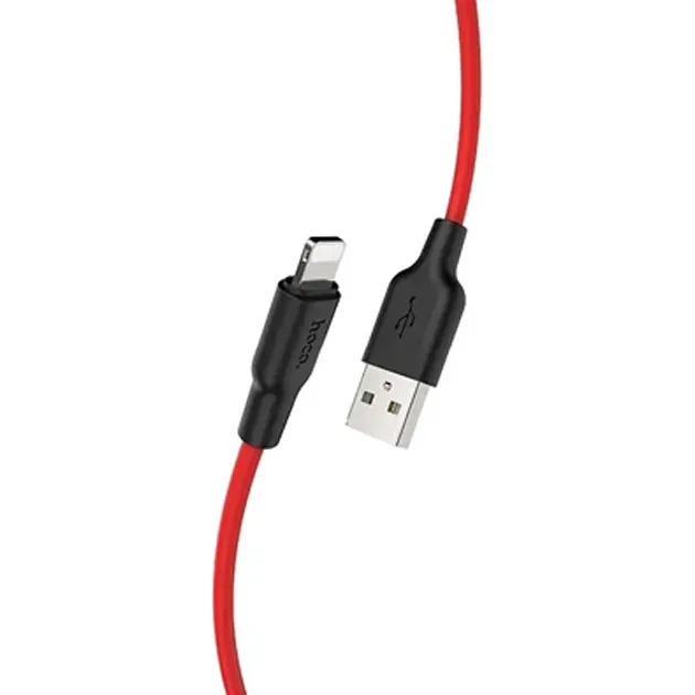 Кабель синхронізації Hoco X21 Plus Silicone USB - Lightning 1m Black/Red (D25607)