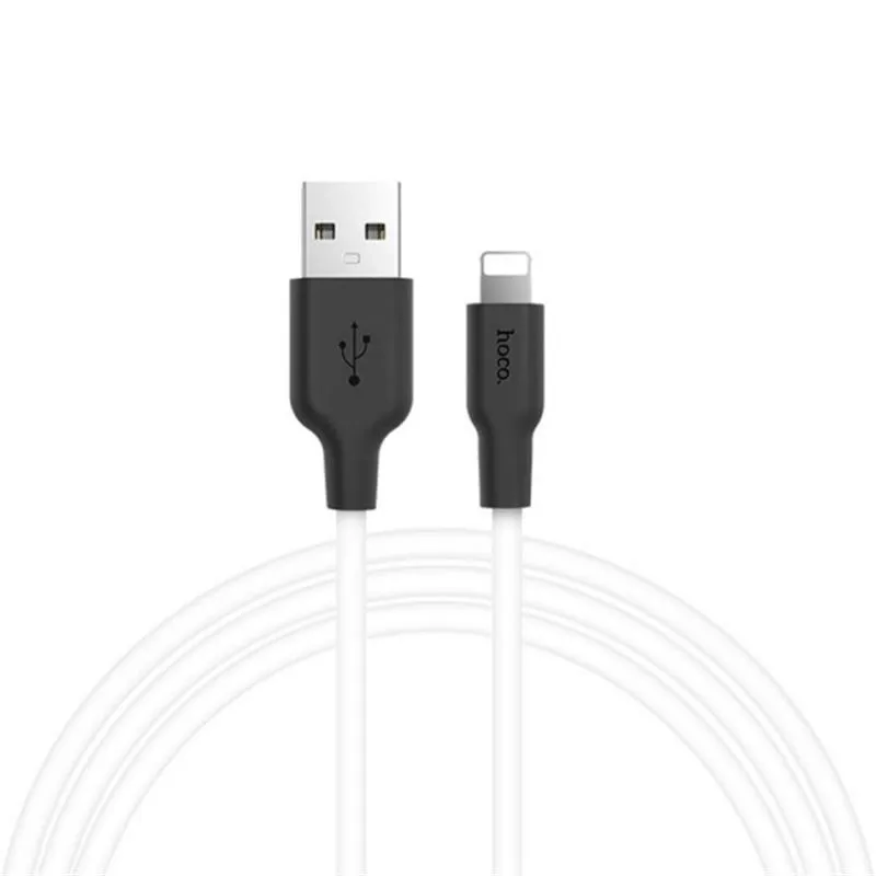 Кабель синхронізації Hoco X21 Plus Silicone USB - Lightning 1m Black/White (D25701)