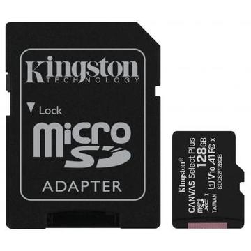 Карта пам'яті  Kingston 128 GB microSDXC Class 10 UHS-I Canvas Select Plus + SD Adapter (SDCS2/128GB)